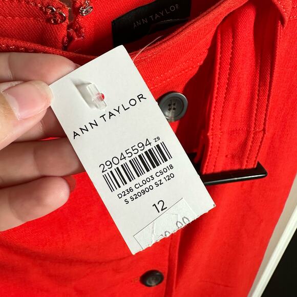 NEW Ann Taylor Women's Trench Pencil Red Belted Button Skirt Size 12 - Picture 4 of 11